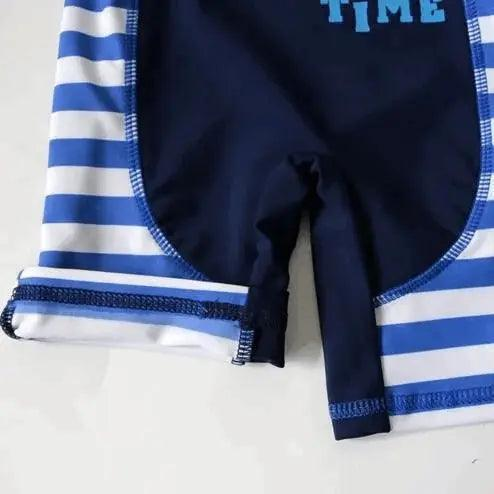 2 Pcs Boys Cute Whale Printed Short Sleeves One-Piece Swimwear And Cap