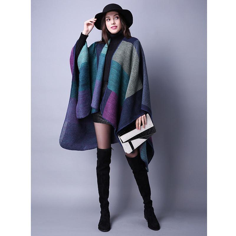 Autumn Winter Scarf Lattice Thickened Cape