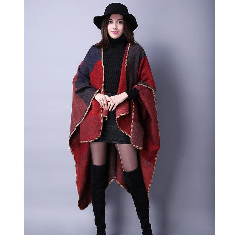 Autumn Winter Scarf Lattice Thickened Cape