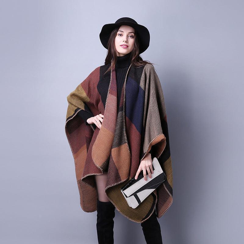 Autumn Winter Scarf Lattice Thickened Cape