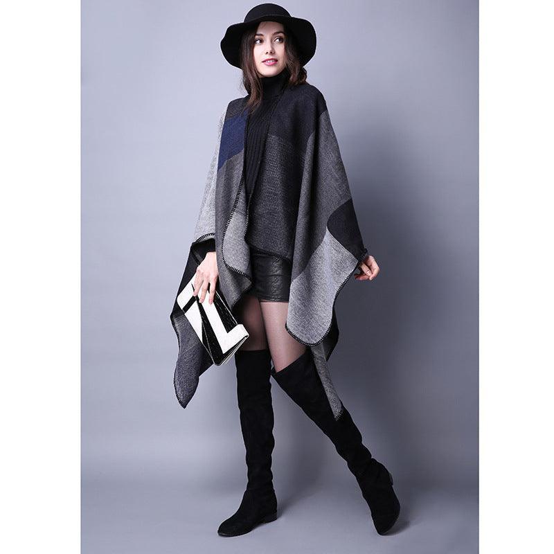 Autumn Winter Scarf Lattice Thickened Cape