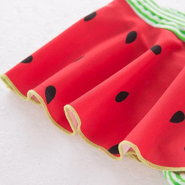 3 Pcs Girl Watermelon Pattern Swimsuit And Bathing Cap