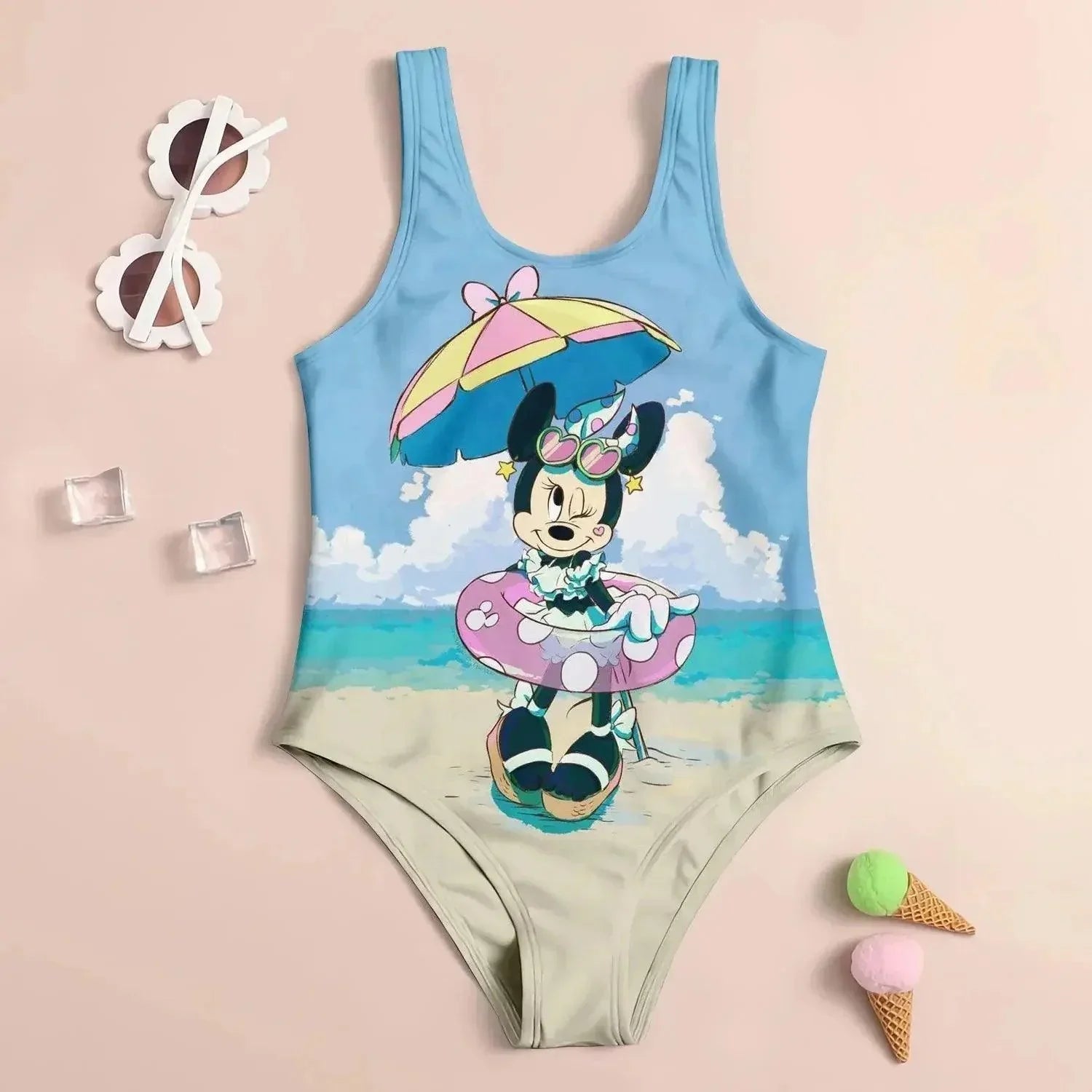 3D Cartoon Print Cute Kid's Swimsuit