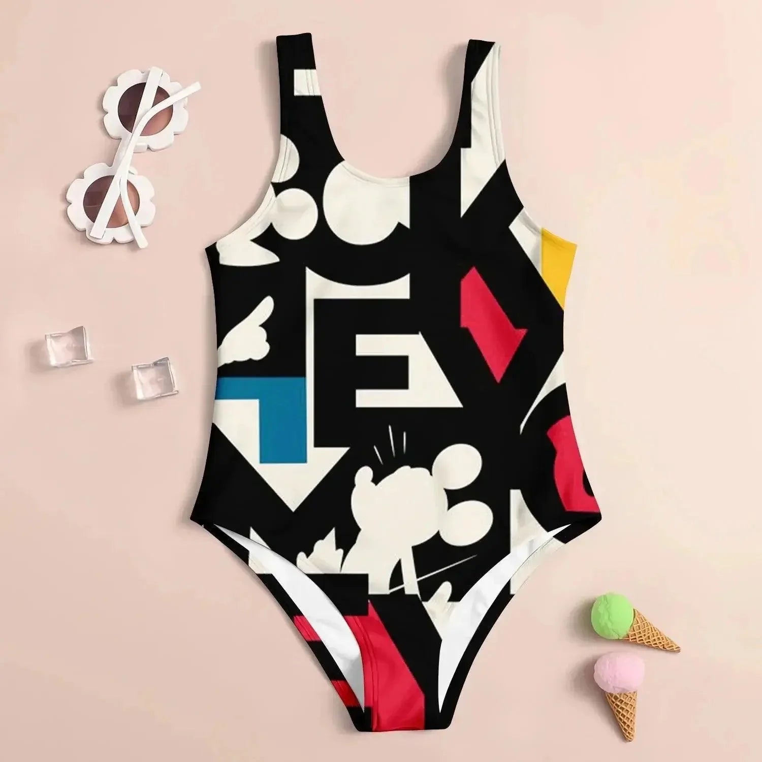 3D Cartoon Print Cute Kid's Swimsuit