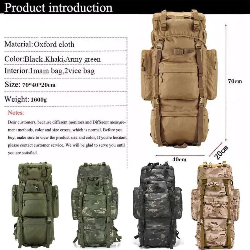 70L Large Capacity Backpack Travel Bag