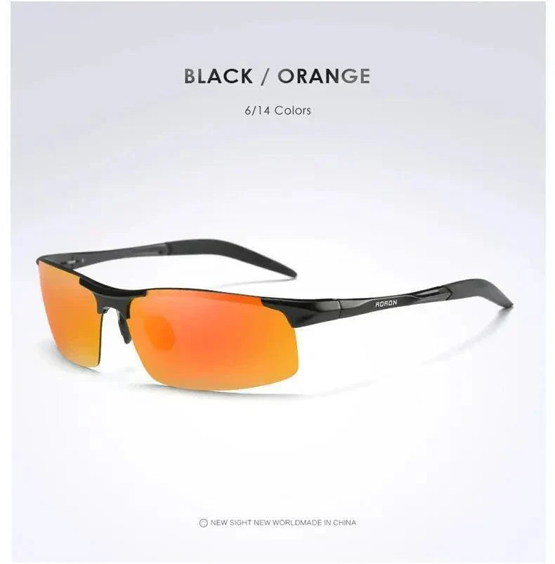 AORON Driving Polarized Sunglasses Aluminum Magnesium Frame Sport Sun Glasses Driver Retro Goggles Sunglass UV400 Anti-Glare