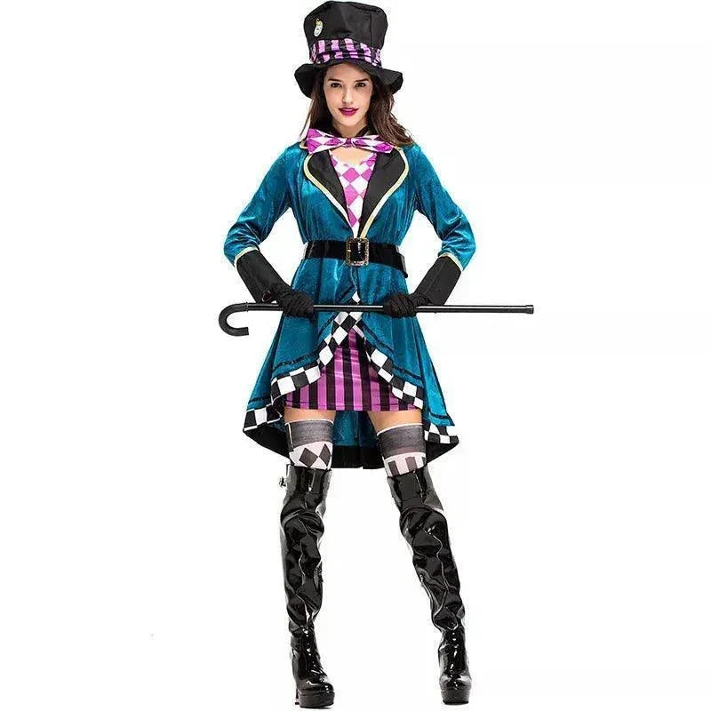 Alice in Wonderland Clown Mad Hatter Costume for Adults