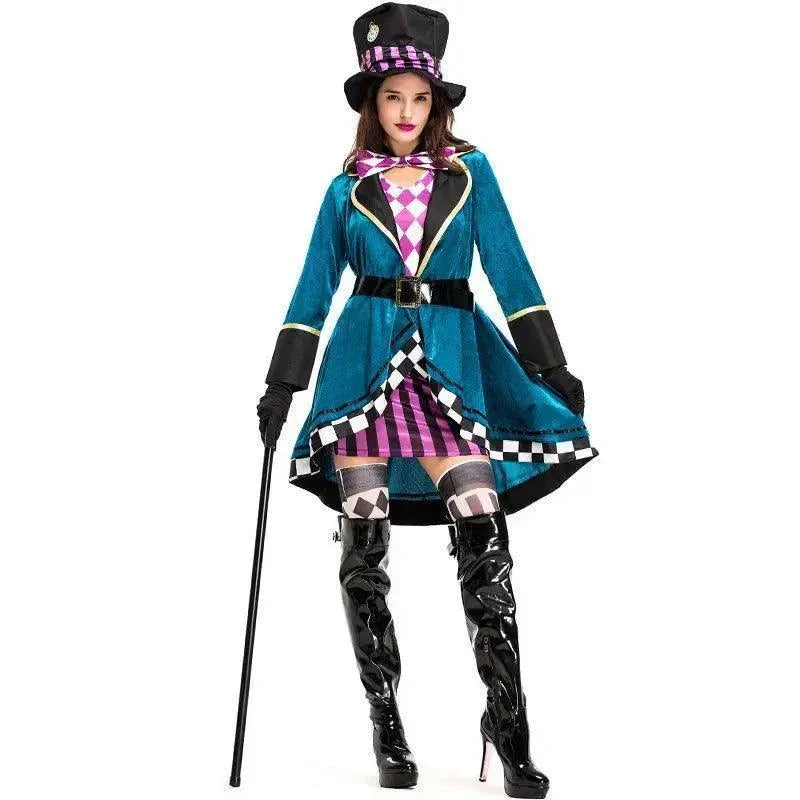 Alice in Wonderland Clown Mad Hatter Costume for Adults