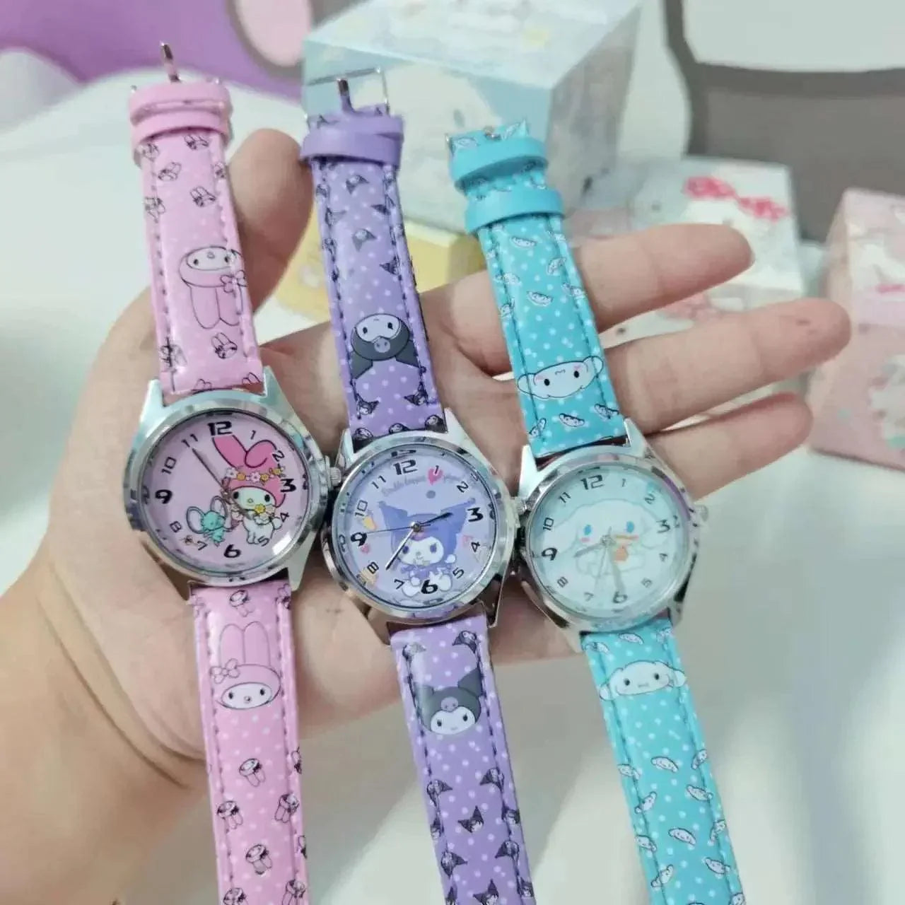 Anime PU leather electronic children's watch with gift box
