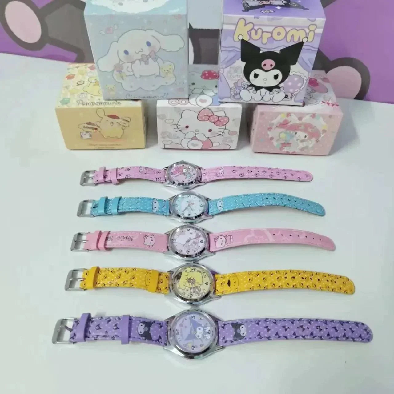 Anime PU leather electronic children's watch with gift box