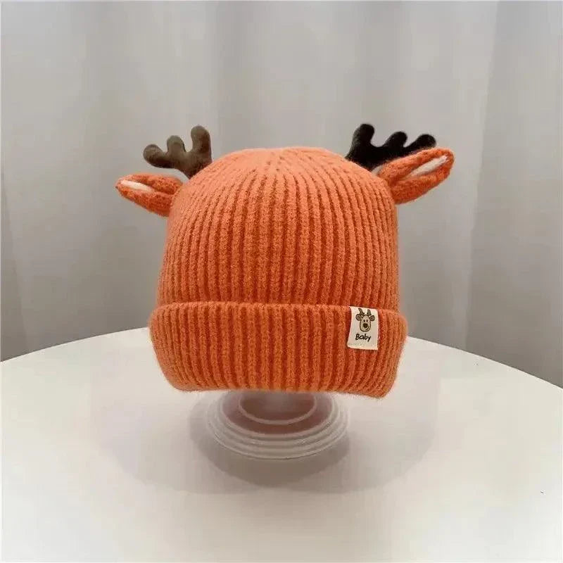 Autumn Winter Knitted Baby Beanie Cute Deer Ear Thick Warm Hat