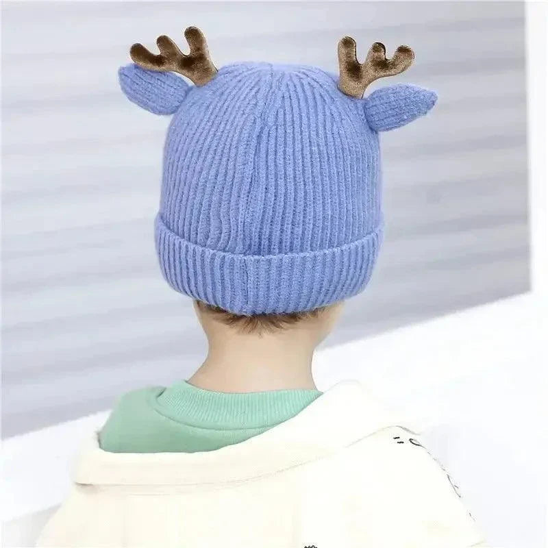 Autumn Winter Knitted Baby Beanie Cute Deer Ear Thick Warm Hat