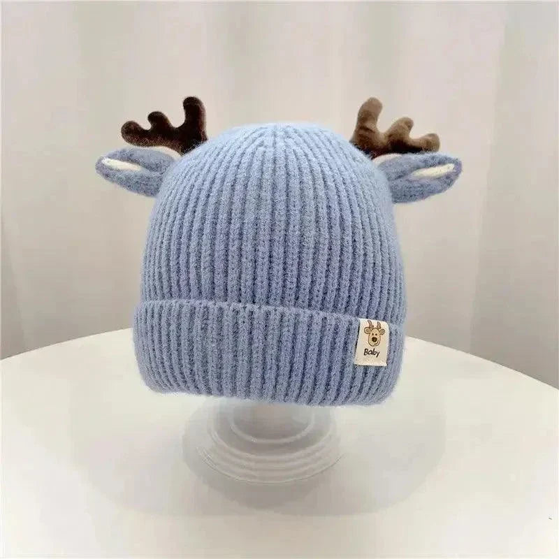 Autumn Winter Knitted Baby Beanie Cute Deer Ear Thick Warm Hat
