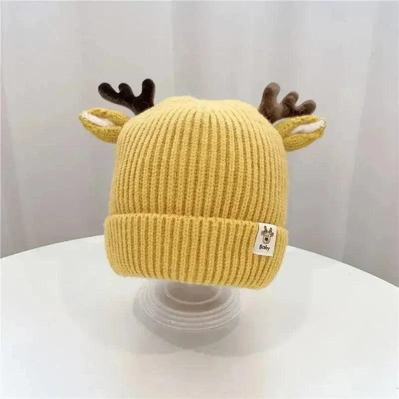 Autumn Winter Knitted Baby Beanie Cute Deer Ear Thick Warm Hat