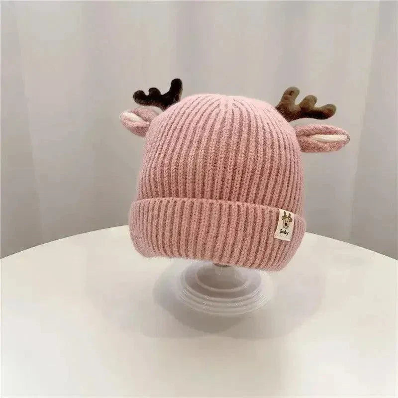 Autumn Winter Knitted Baby Beanie Cute Deer Ear Thick Warm Hat