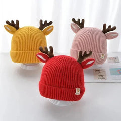 Autumn Winter Knitted Baby Beanie Cute Deer Ear Thick Warm Hat