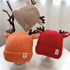 Autumn Winter Knitted Baby Beanie Cute Deer Ear Thick Warm Hat
