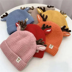 Autumn Winter Knitted Baby Beanie Cute Deer Ear Thick Warm Hat