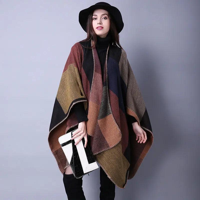 Autumn Winter Scarf Lattice Thickened Cape