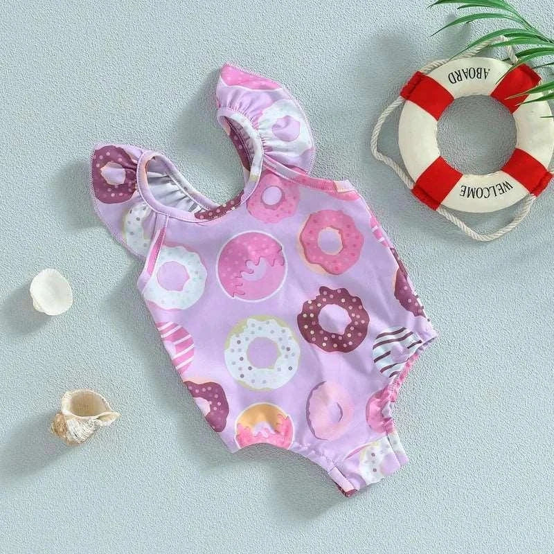Baby Girls Swimsuit Donut Print