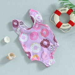 Baby Girls Swimsuit Donut Print