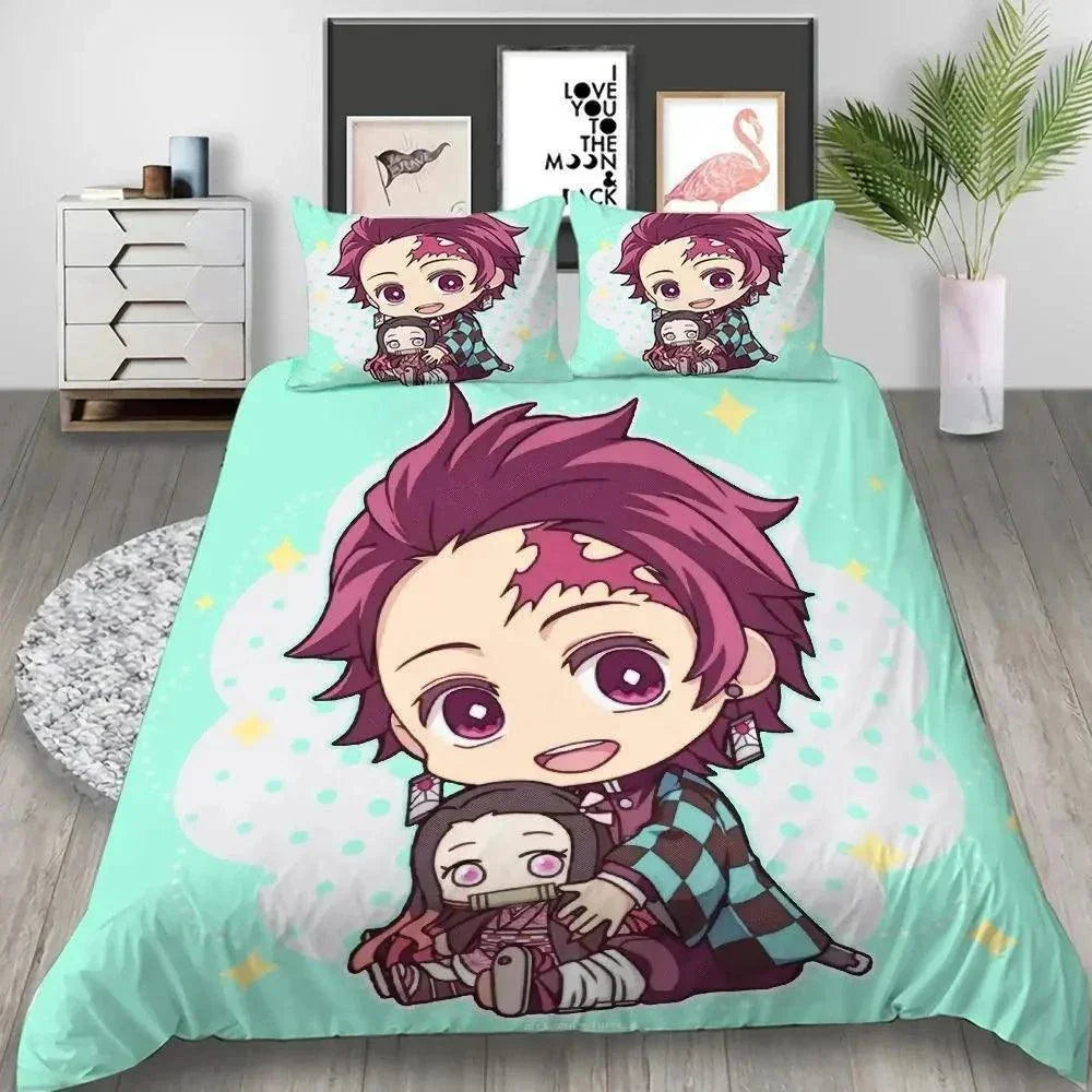 Cartoon Demon Slayer Bedding Set (NO Sheet)