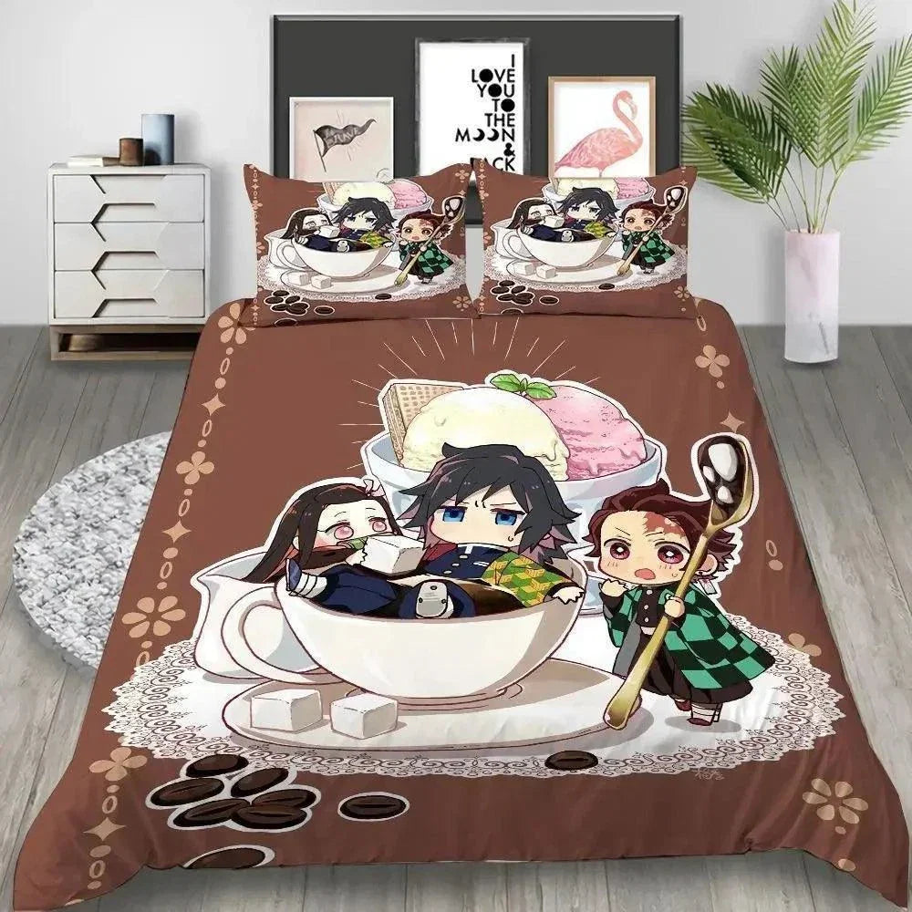 Cartoon Demon Slayer Bedding Set (NO Sheet)