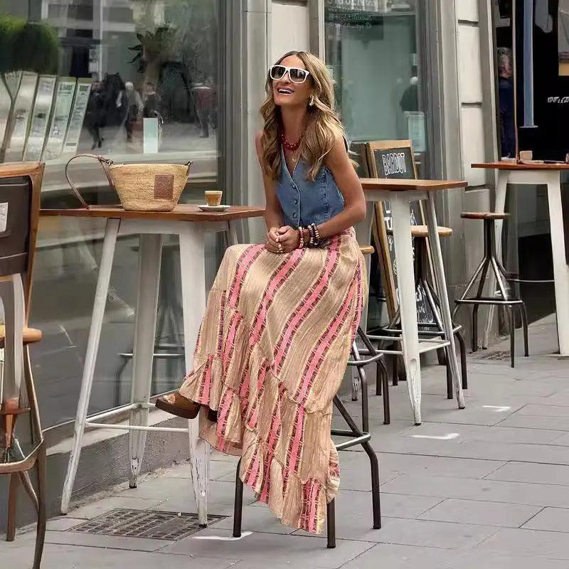 Celebrity Embellished Ruffled Big Hem Skirt