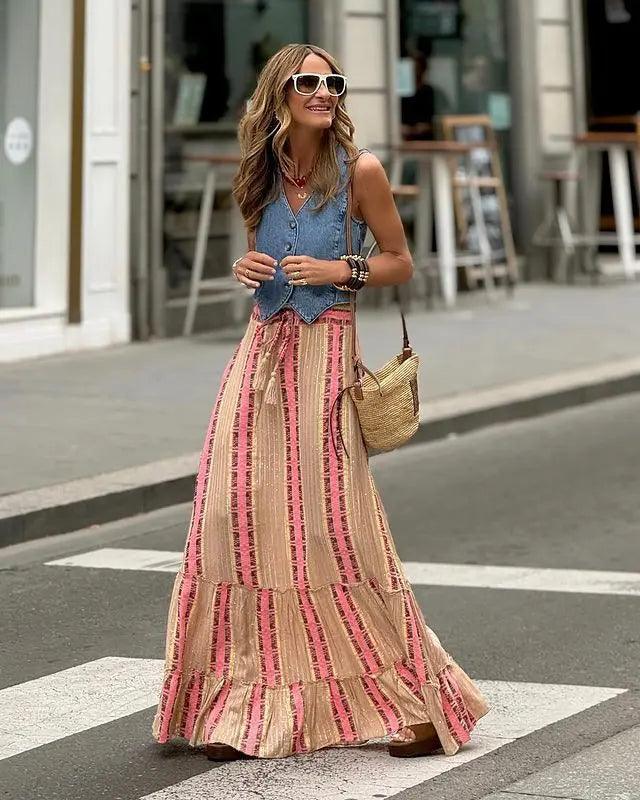 Celebrity Embellished Ruffled Big Hem Skirt