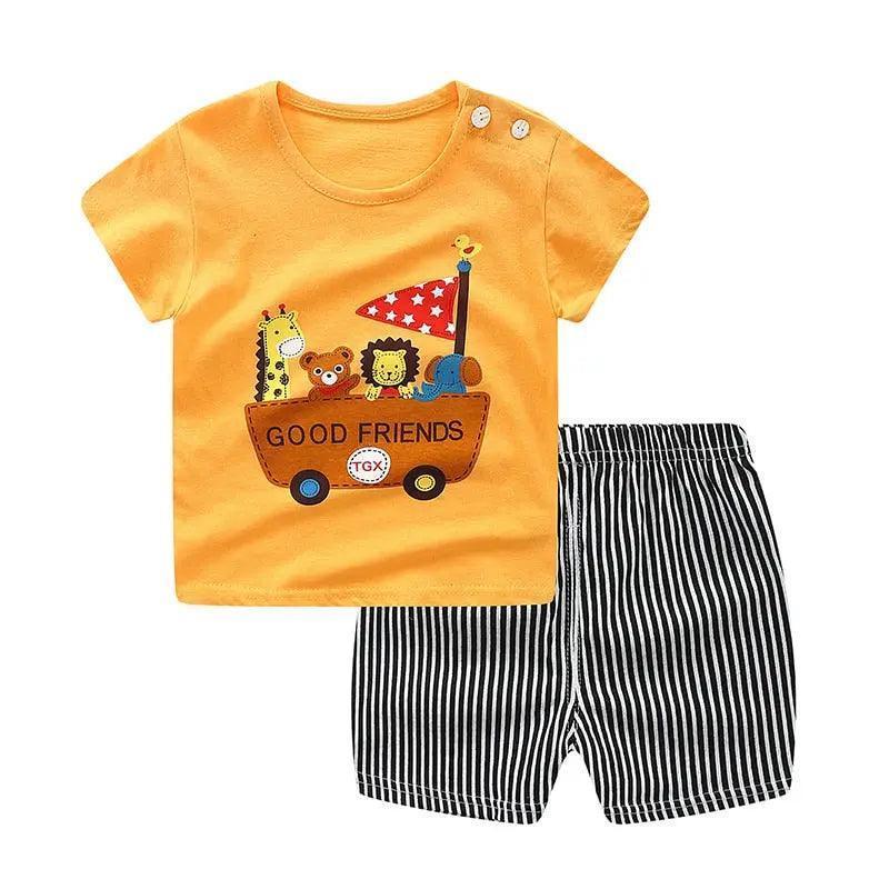 Cotton Baby Sets Leisure Sports Boy T-shirt + Shorts Sets