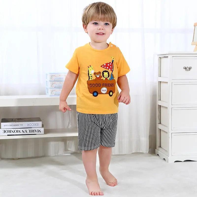 Cotton Baby Sets Leisure Sports Boy T-shirt + Shorts Sets