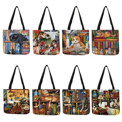 Customize Oil Painting Cat Shopping Bag