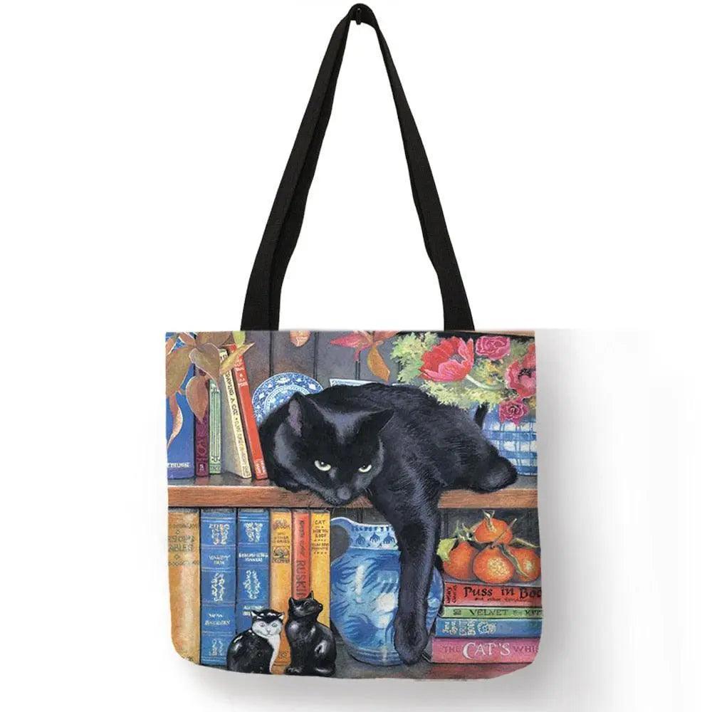 Customize Oil Painting Cat Shopping Bag