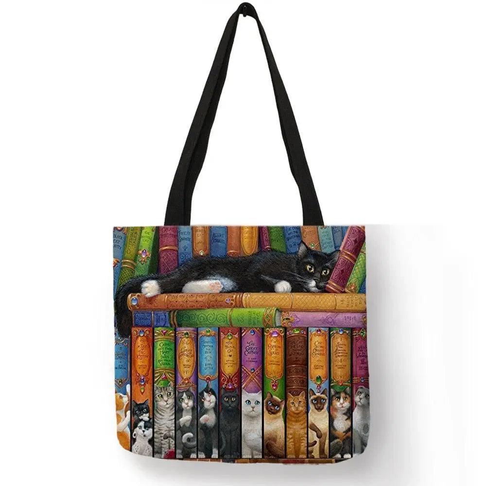 Customize Oil Painting Cat Shopping Bag