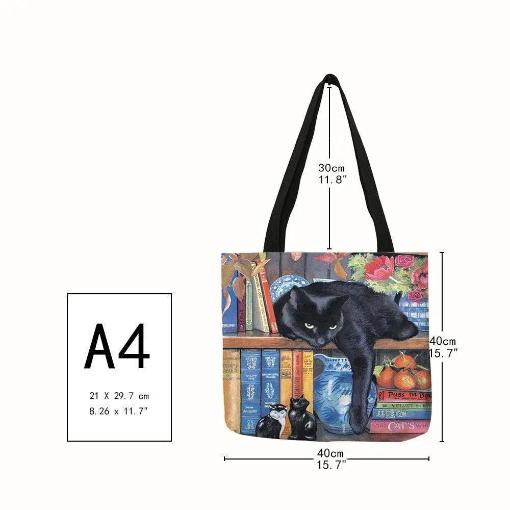 Customize Oil Painting Cat Shopping Bag