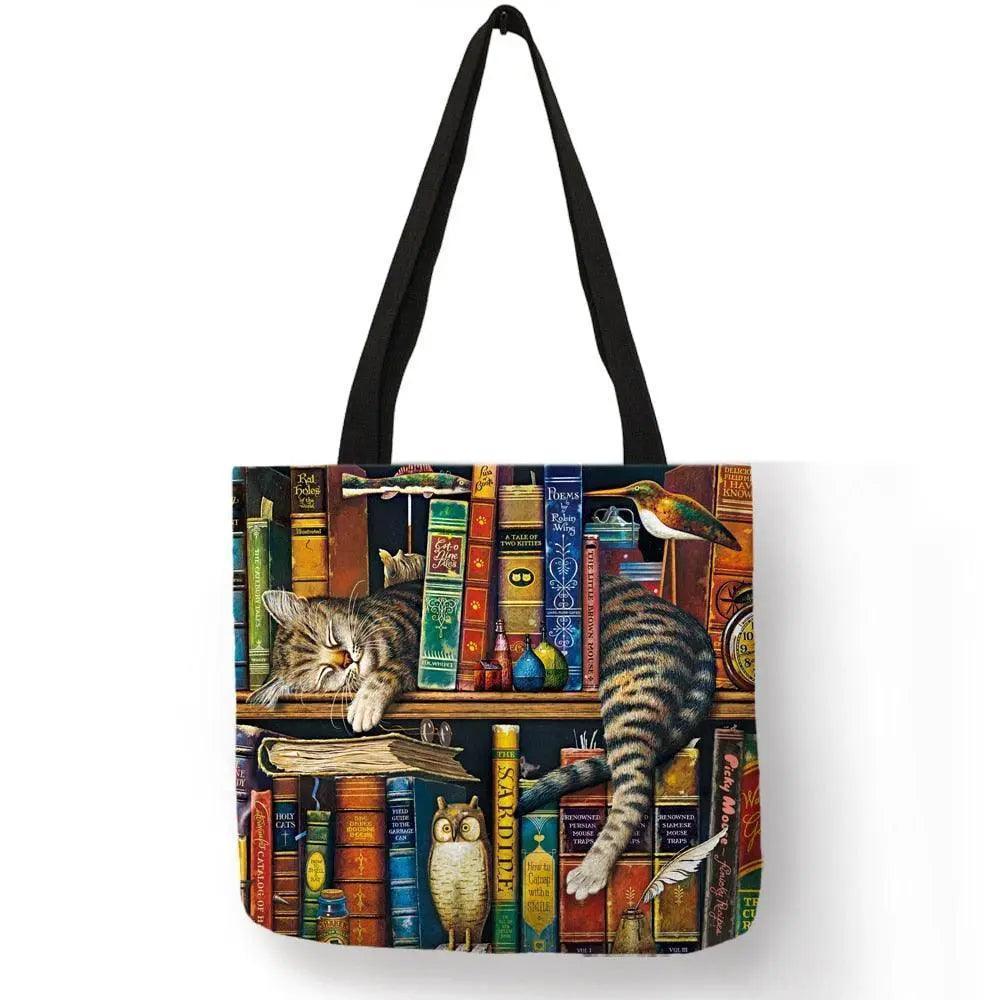 Customize Oil Painting Cat Shopping Bag