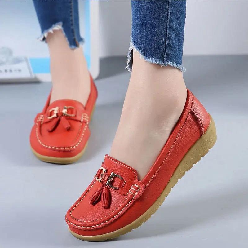 Cut Out Leather Breathable Moccasins Women Casual Shoes