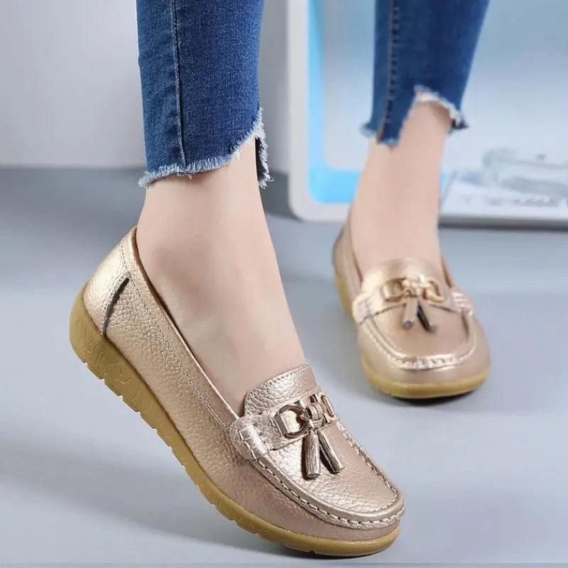 Cut Out Leather Breathable Moccasins Women Casual Shoes