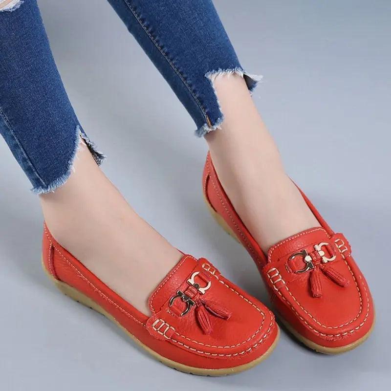 Cut Out Leather Breathable Moccasins Women Casual Shoes