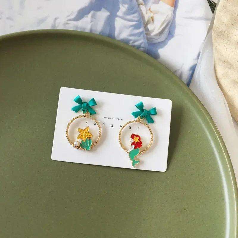 Cute Alice In Wonderland Mermaid Drop Earrings