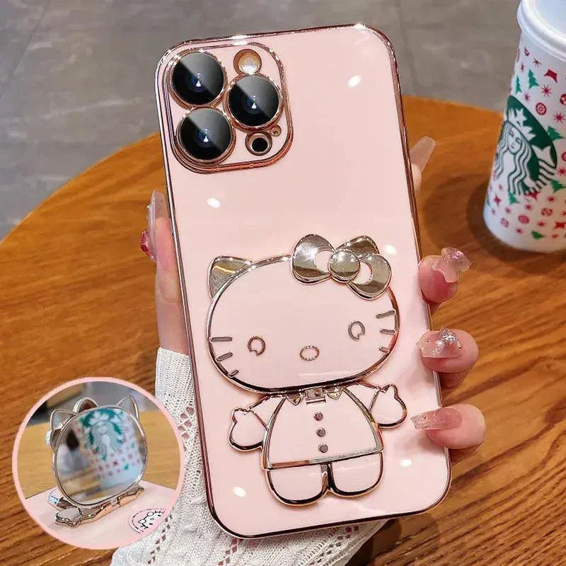 Cute Hello Kitty Mirror Bracket Holder Case For iPhone