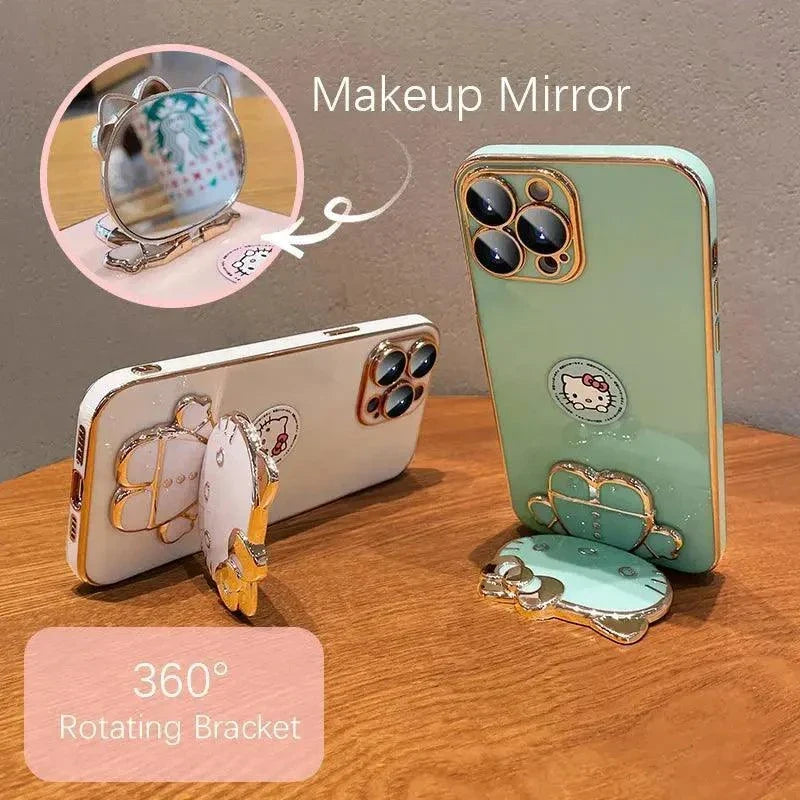 Cute Hello Kitty Mirror Bracket Holder Case For iPhone