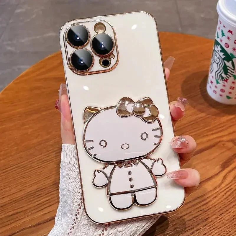 Cute Hello Kitty Mirror Bracket Holder Case For iPhone
