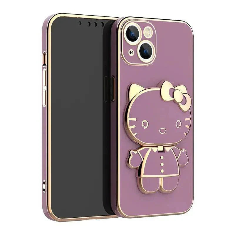 Cute Hello Kitty Mirror Bracket Holder Case For iPhone