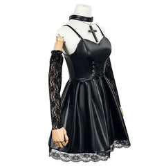 Death Note Cosplay Costume Misa Amane Imitation Leather Sexy Dress Sets
