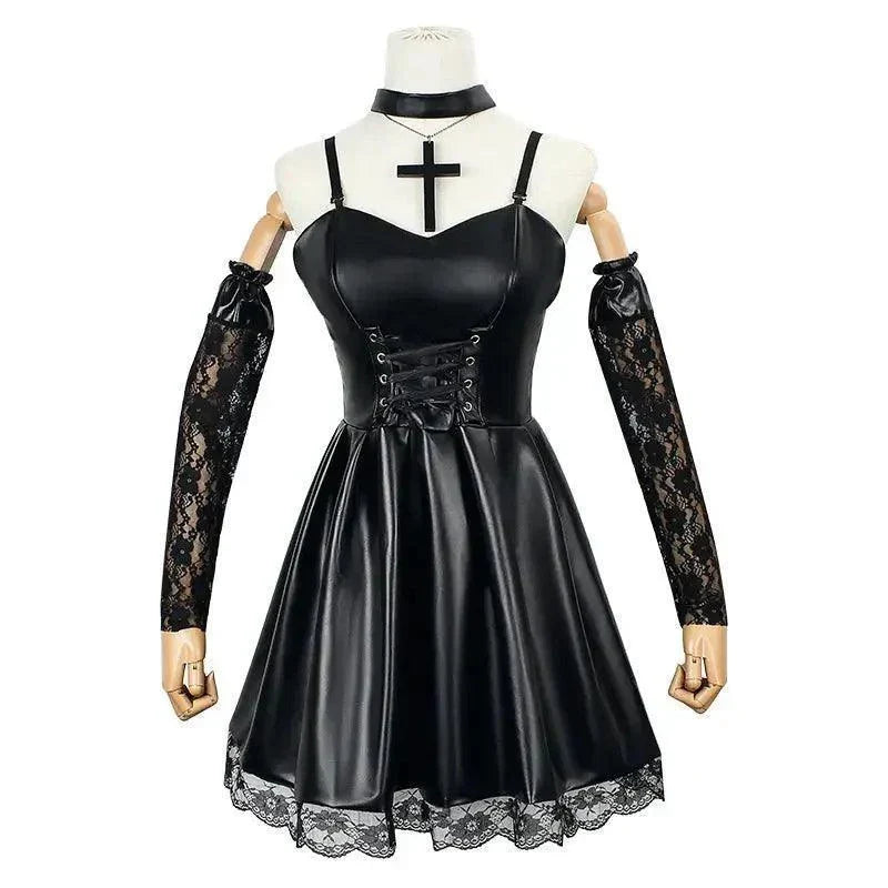 Death Note Cosplay Costume Misa Amane Imitation Leather Sexy Dress Sets