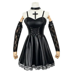 Death Note Cosplay Costume Misa Amane Imitation Leather Sexy Dress Sets