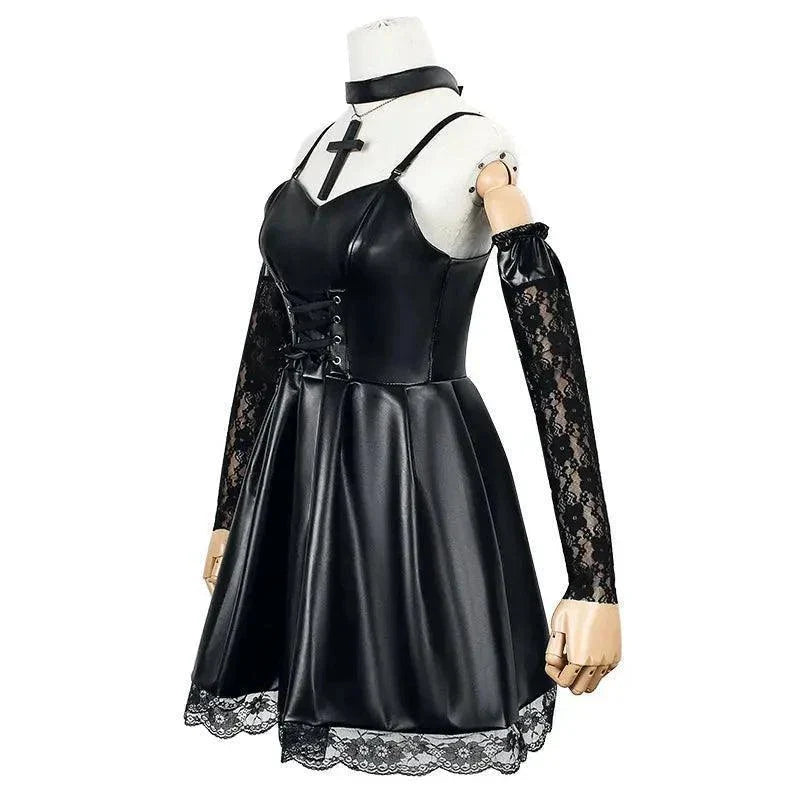 Death Note Cosplay Costume Misa Amane Imitation Leather Sexy Dress Sets