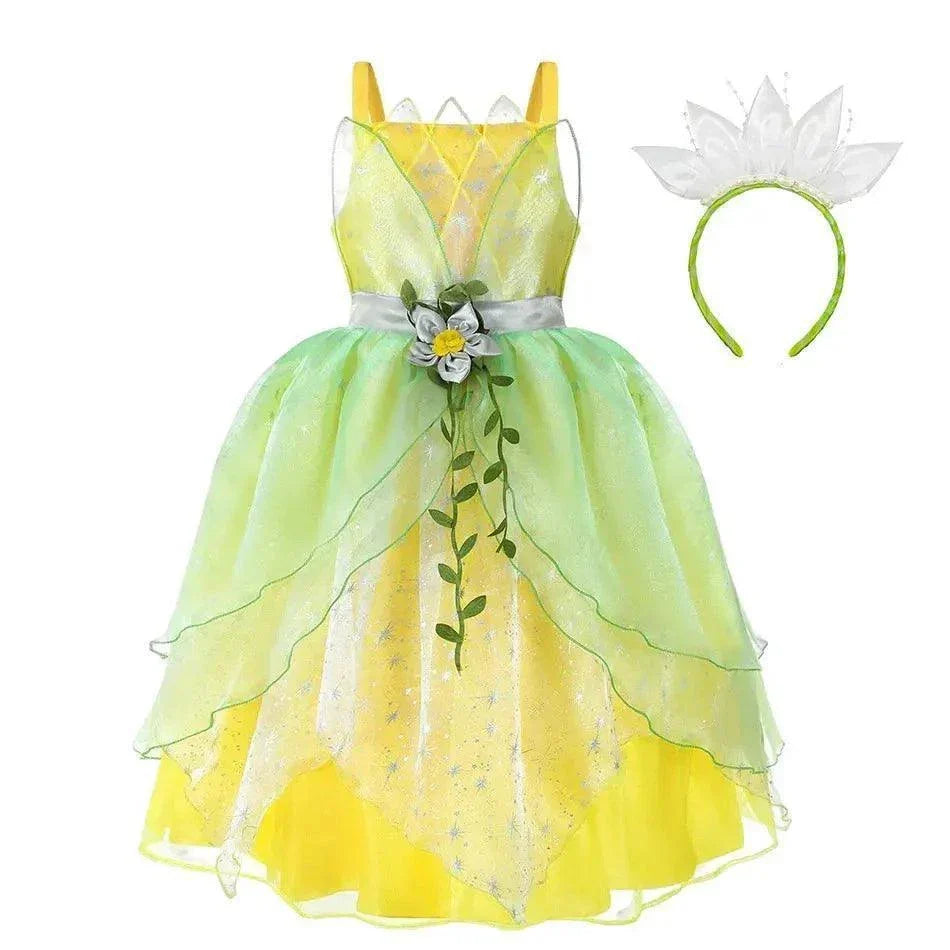 Dressy Tiana Princess Ball Gown Green Dress for Children Birthday Party
