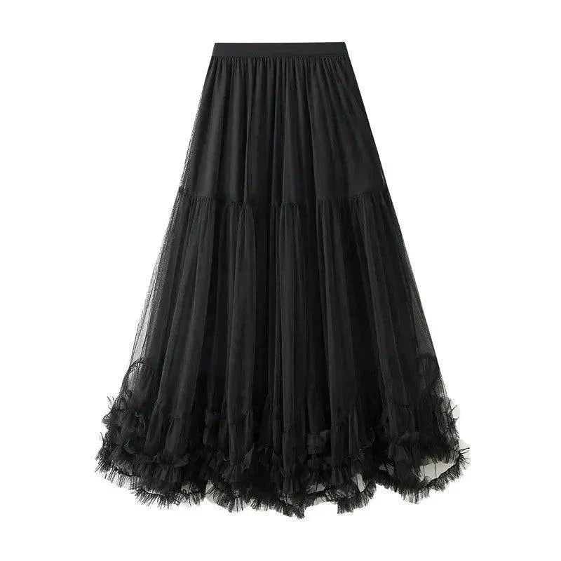 Elegant Elastic Waist Fairy Long A-line Tutu Skirt